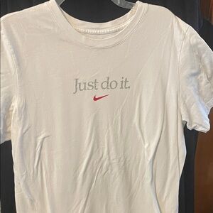 Nike White Tee with Red Swoosh